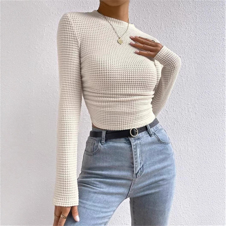 Long sleeve shirt for women in textured waffle fabric Lune London