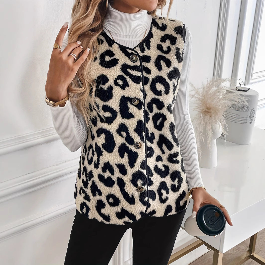 Ladies' fashion teddy vest with animal print Lune London
