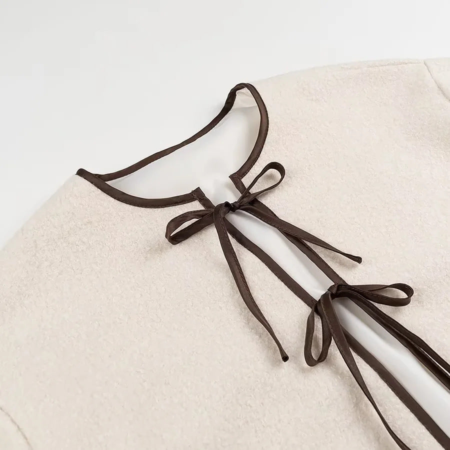 Short cozy jacket for women with decorative drawstring Lune London