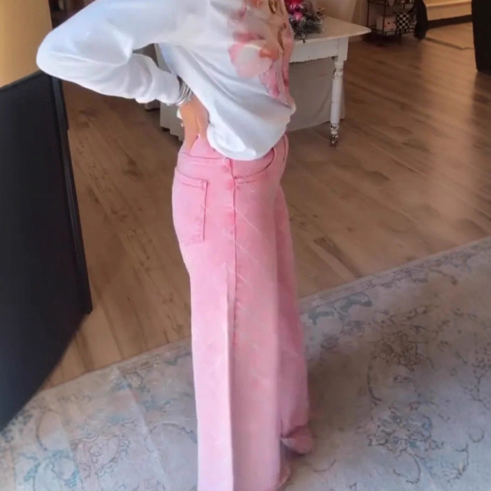 Jeans larges pour femmes au style décontracté avec taille haute Chic & Stil