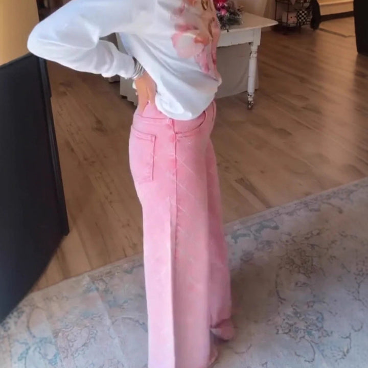 Jeans larges pour femmes au style décontracté avec taille haute Chic & Stil