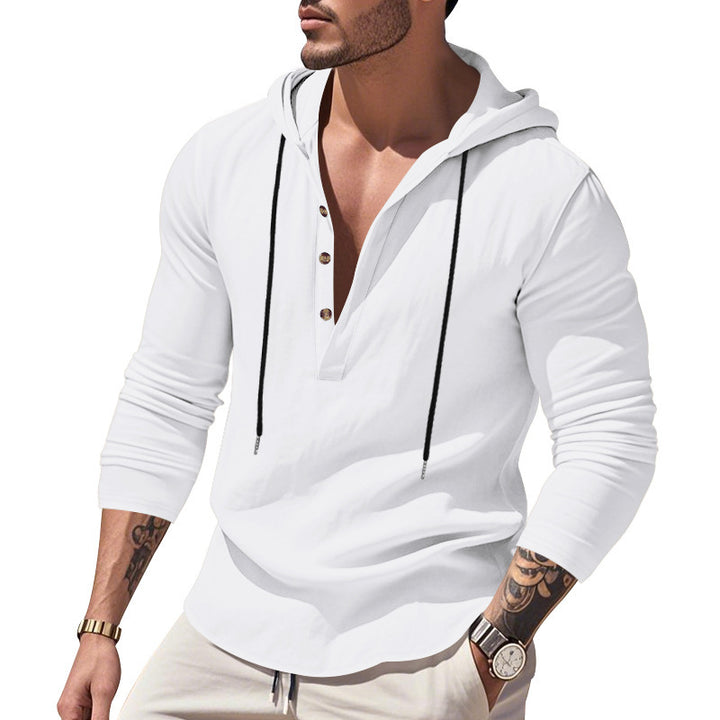 Men's casual hoodie with modern buttoned collar Lune London