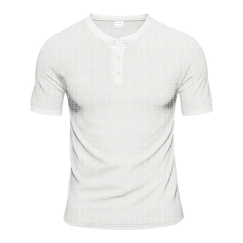 Men's Short Sleeve Henley T-Shirt with Modern Structured Design Lune London