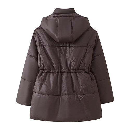 Ladies quilted transition jacket with hood and practical pockets Lune London