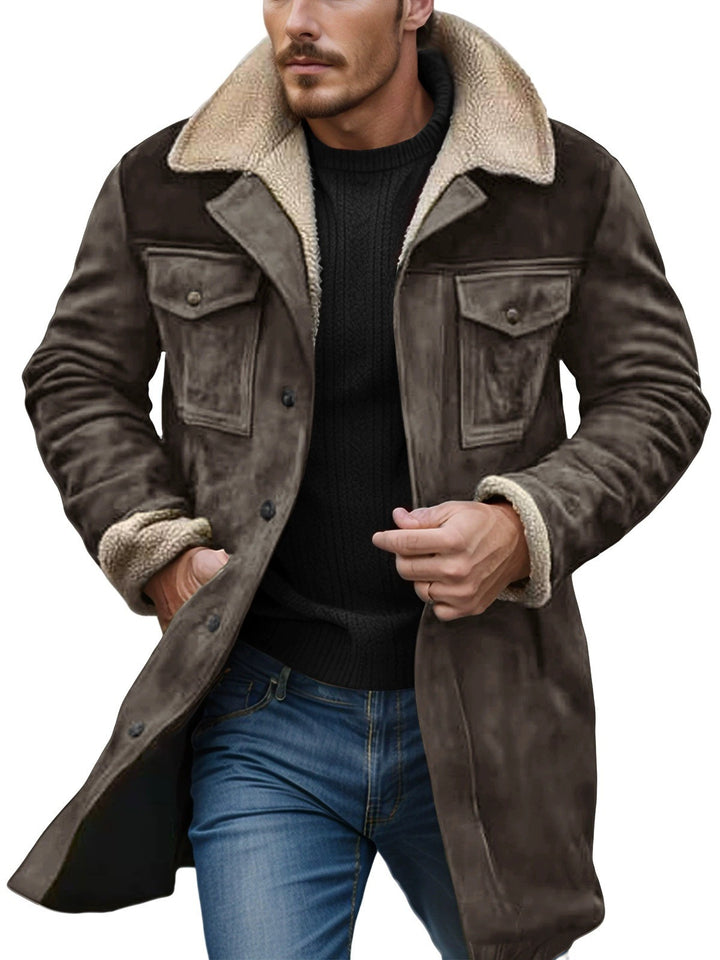 Men's biker jacket in faux leather with removable fur collar Lune London