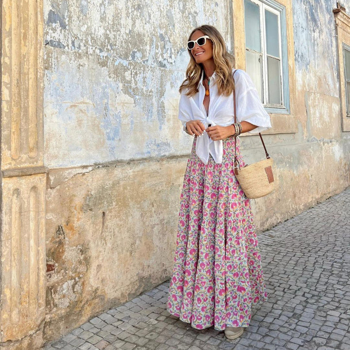 Lune London high waisted bohemian maxi skirt for women