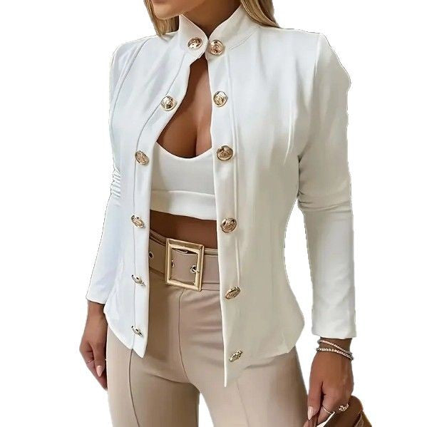 Elegant women's tailored jacket with decorative buttons and fitted cut Lune London
