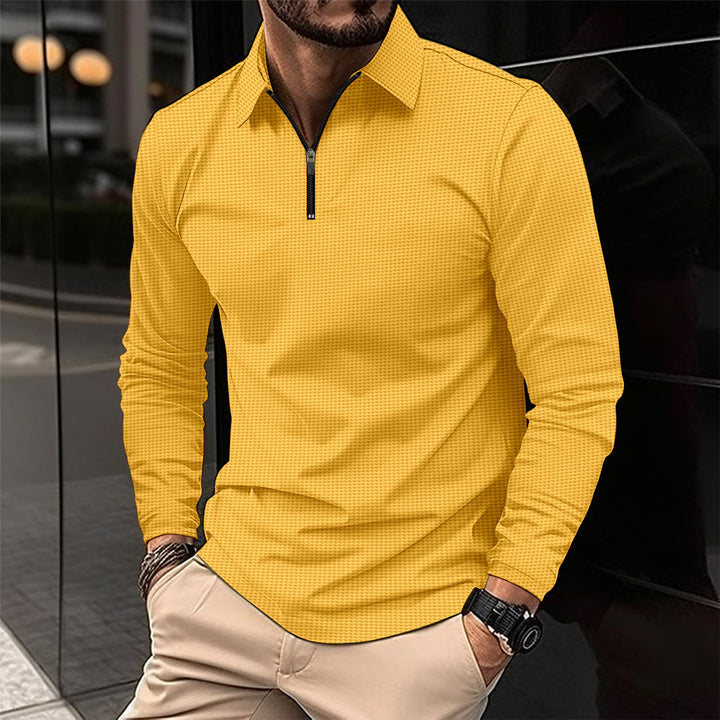 Men's elegant long sleeve shirt with innovative zipper closure and textured top Lune London