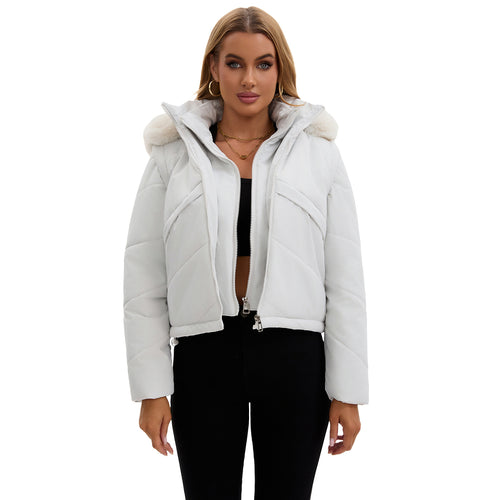 Reversible women's jacket with removable hood and faux fur from Lune London