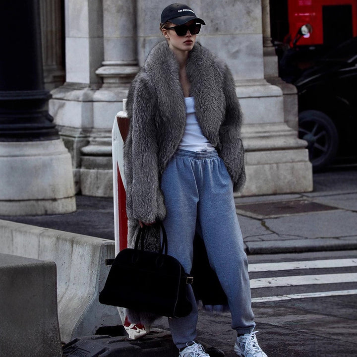 Ladies luxury faux fur coat Lune London