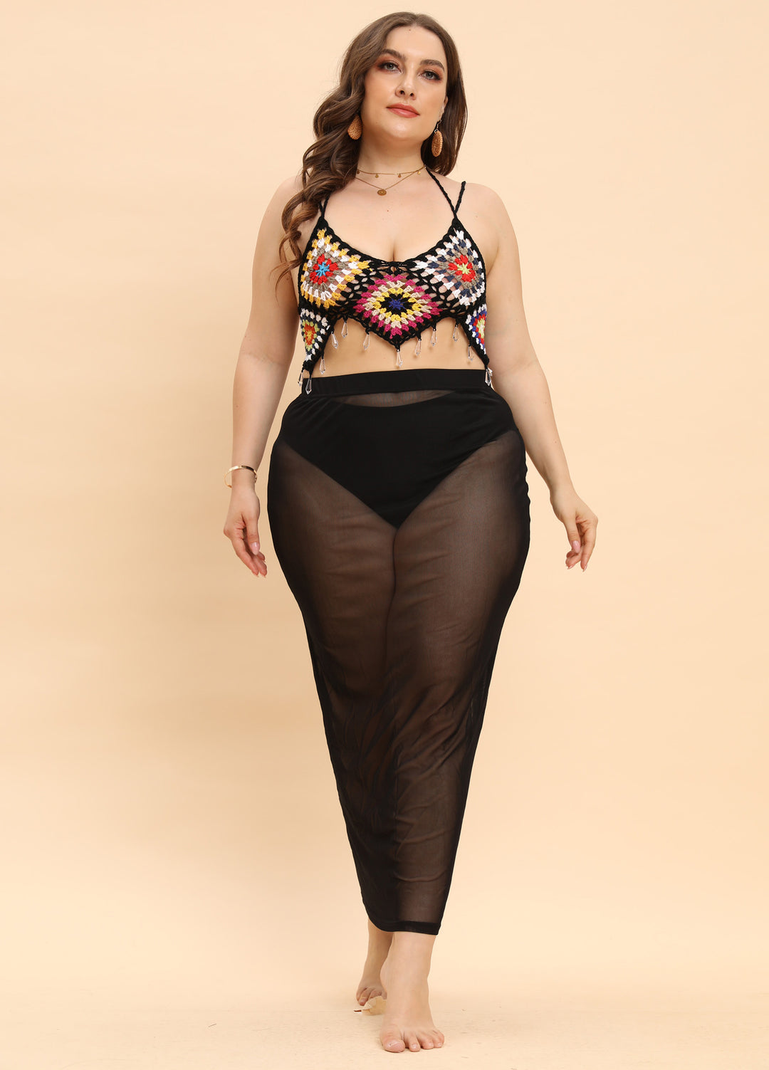 Crochet bralette for women with colorful bead accents Lune London