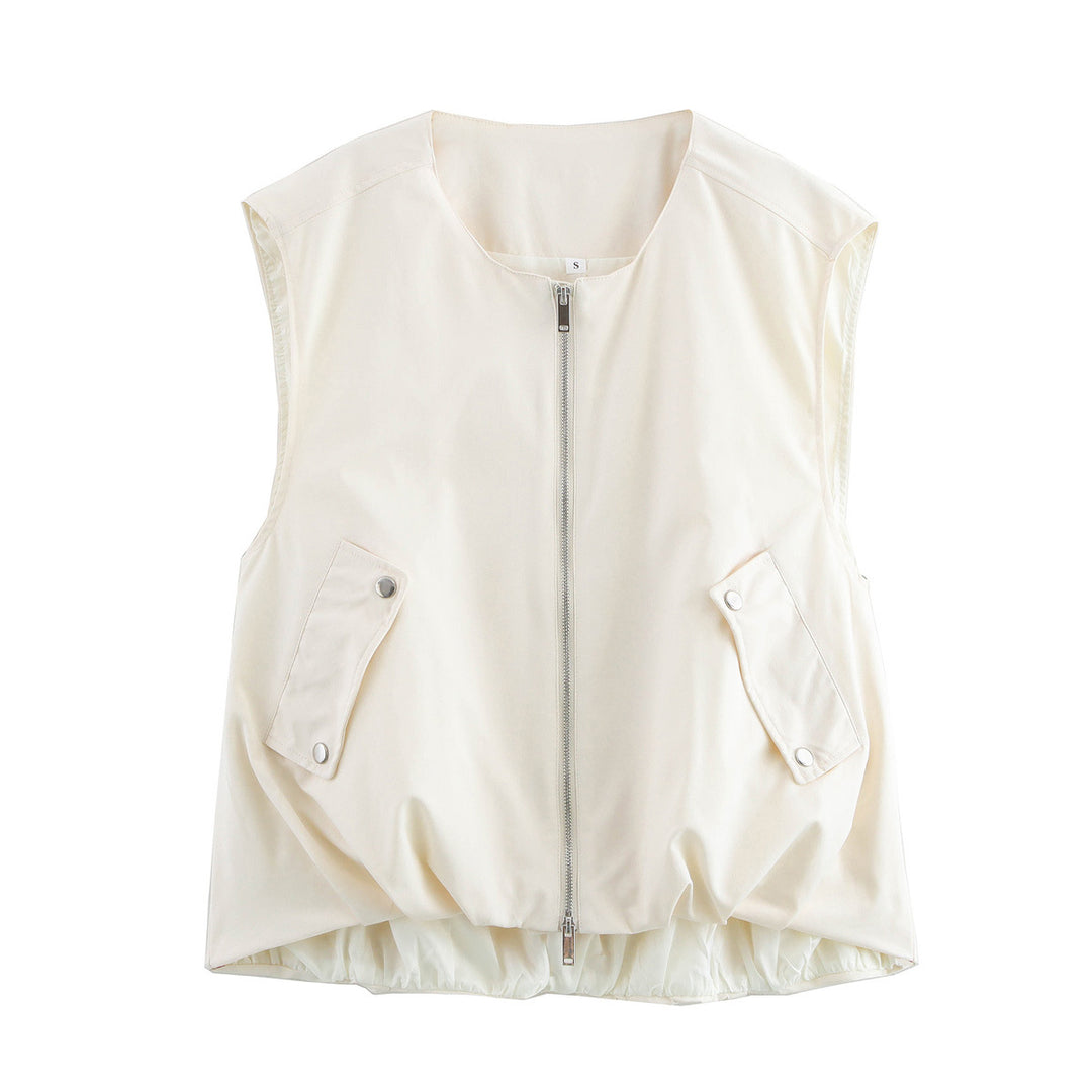 Ladies quilted vest with practical pockets and elastic waist Lune London