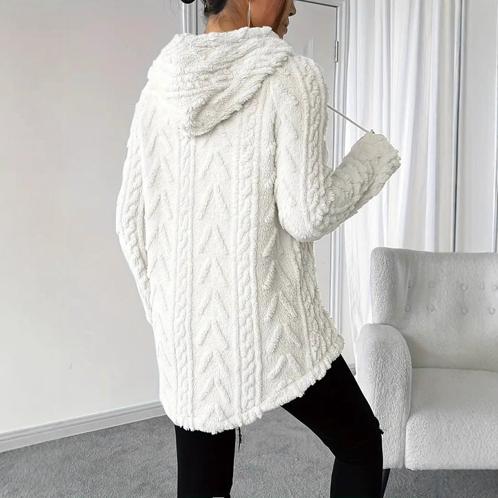 Ladies pleasant fleece pullover with hood and structured design Lune London