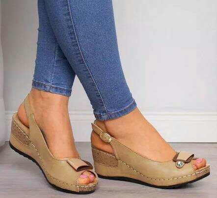 Open back wedge heel sandals for women Lune London