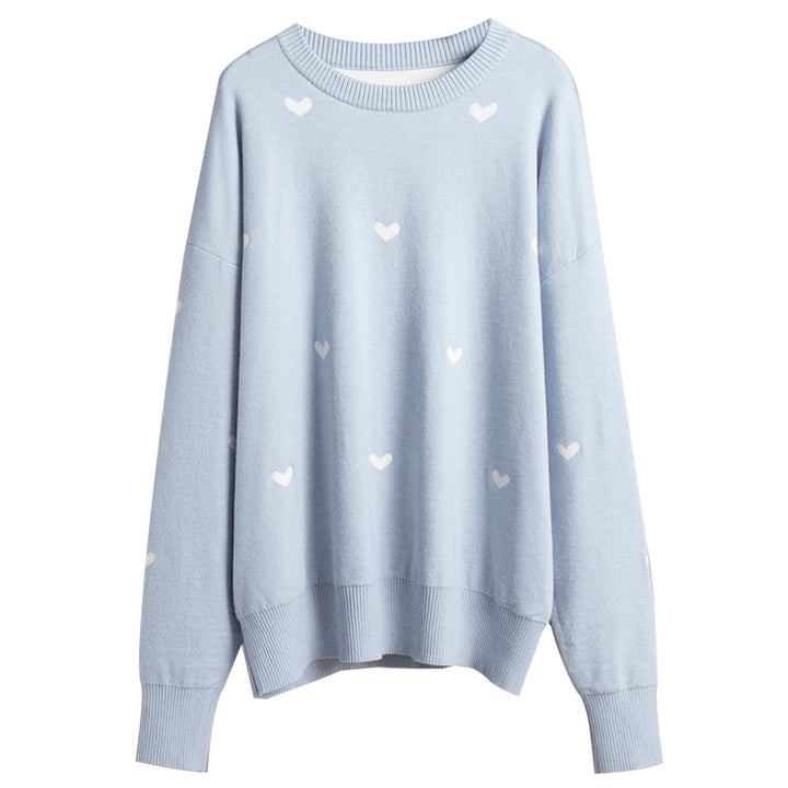 Sweat-shirt surdimensionné confortable pour femmes avec motif en forme de cœur Chic & Stil