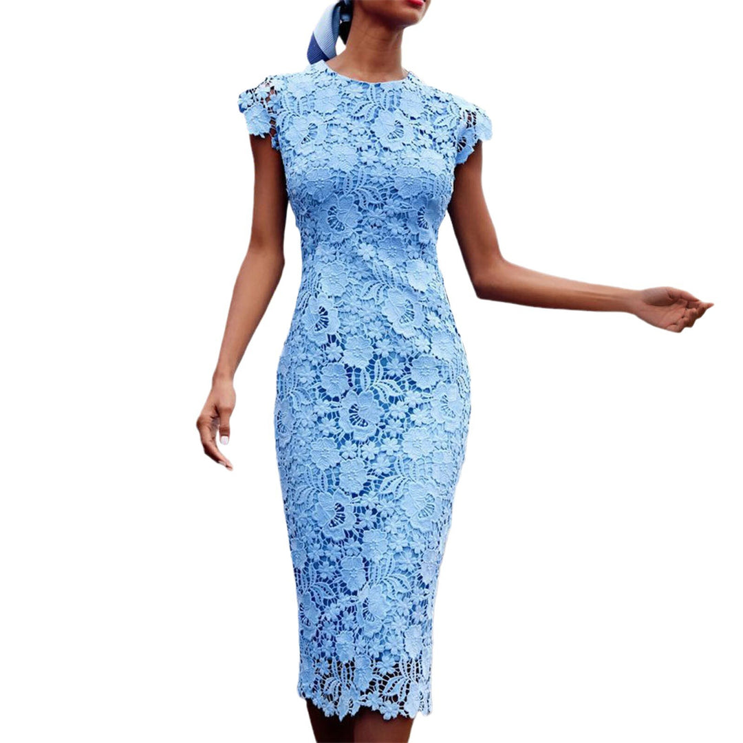 Women's sheath dress with floral lace top and figure-hugging cut Lune London