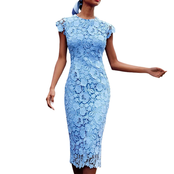 Women's sheath dress with floral lace top and figure-hugging cut Lune London