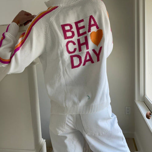 Sporty zip sweater for women with colorful stripes Lune London