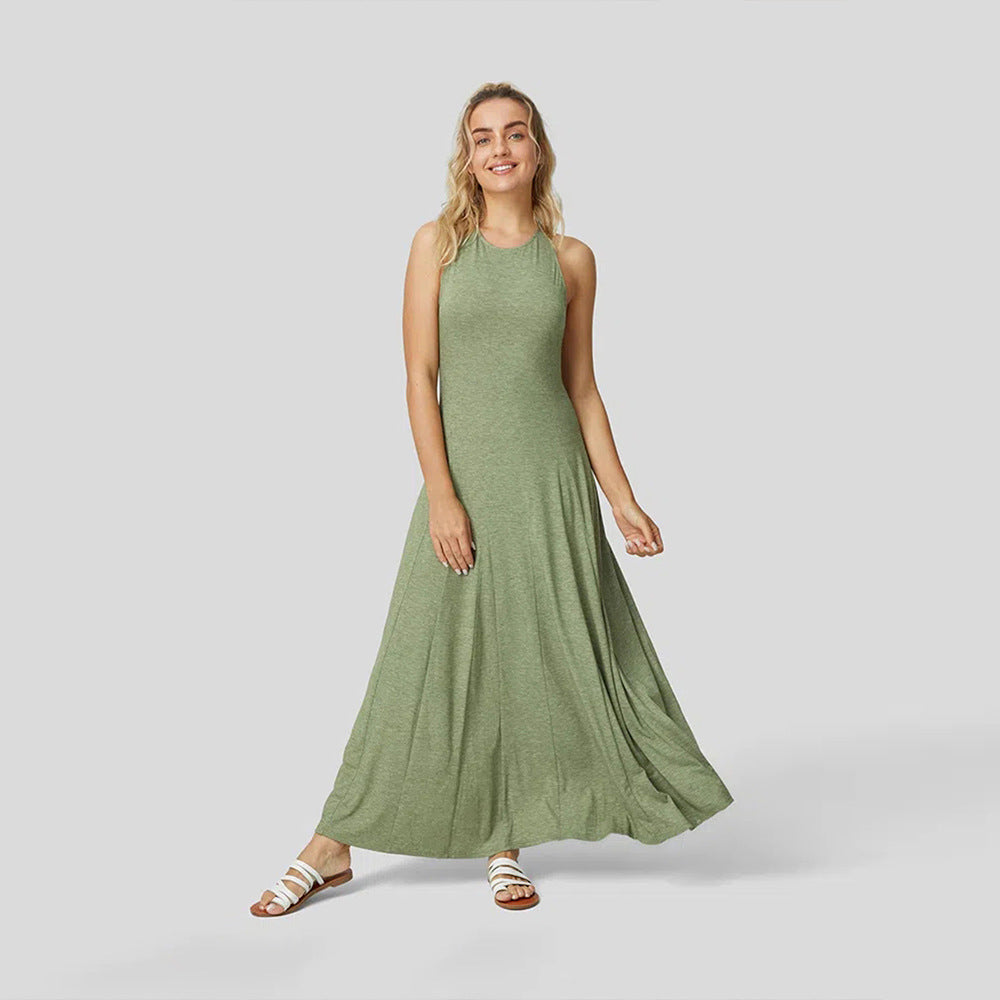 Robe maxi pour femmes avec coupe fluide et élégant col rond Chic & Stil