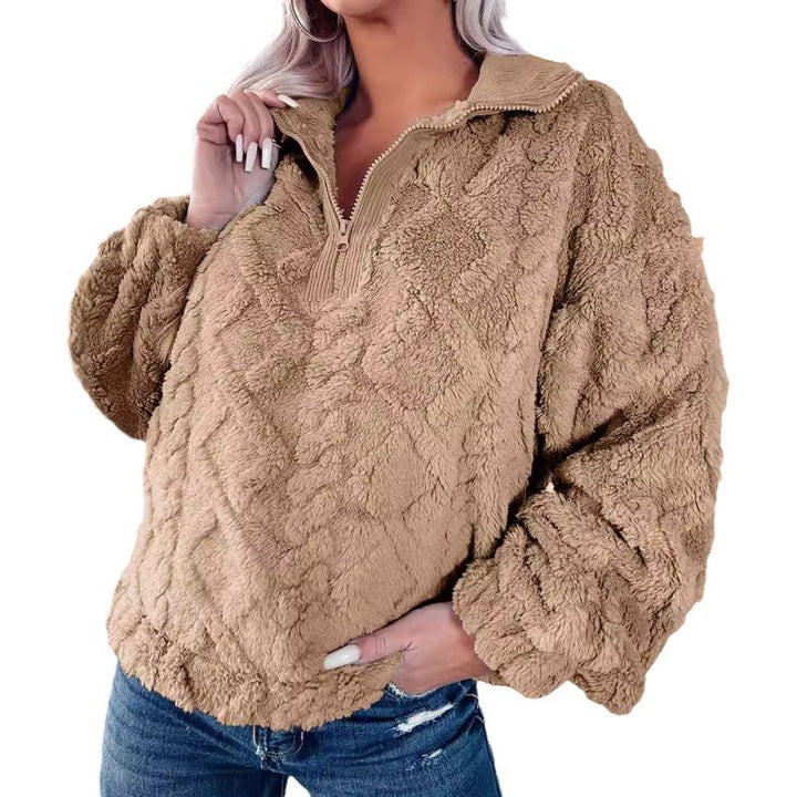 Women Fleece Sweater with Half-Zip Lune London