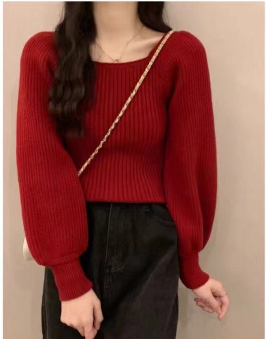 Pull en tricot côtelé décontracté pour femmes avec des manches larges Chic & Stil
