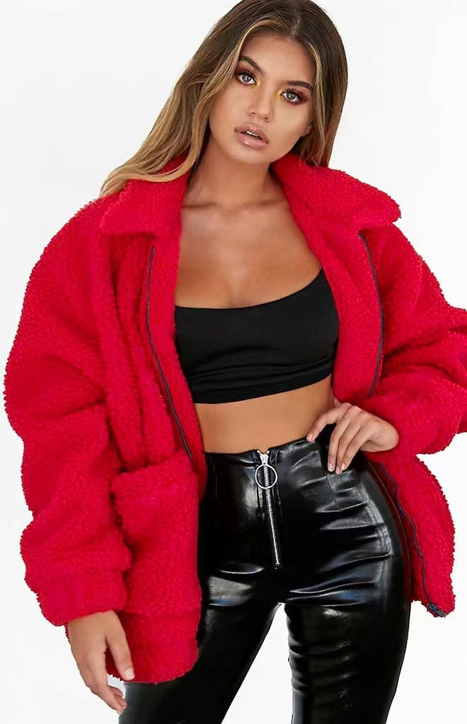 Faux fur jacket for women with hood and raglan cut Lune London