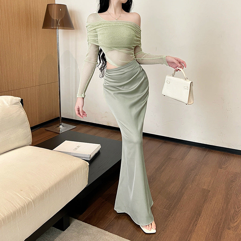 Lune London women off-shoulder maxi dress with ruffles