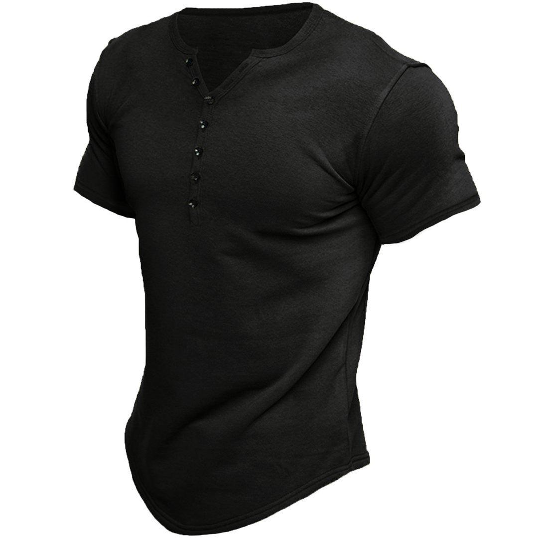 Men's Casual Short Sleeve Henley T-shirt Lune London