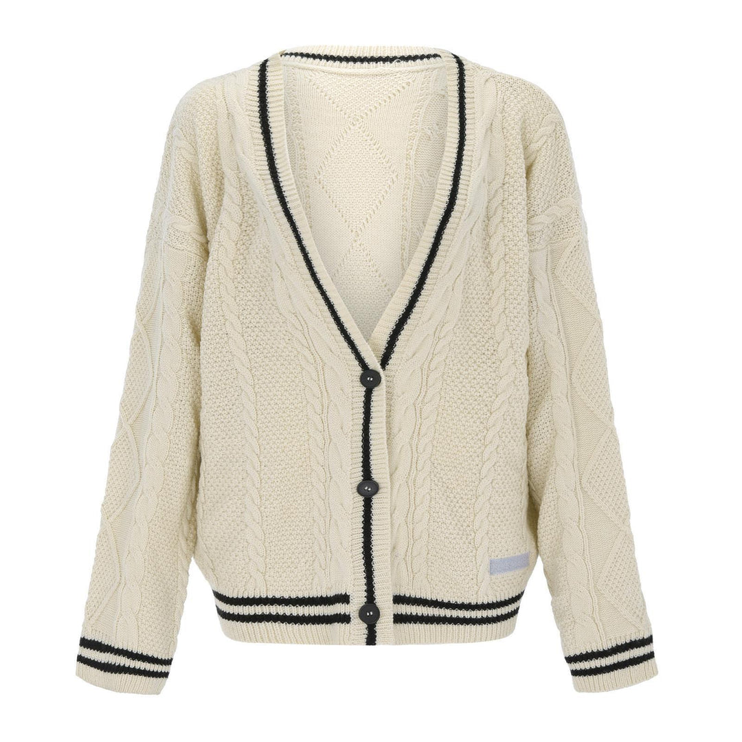 Ladies Chunky Knit Cardigan with Star Pattern Fashion Lune London
