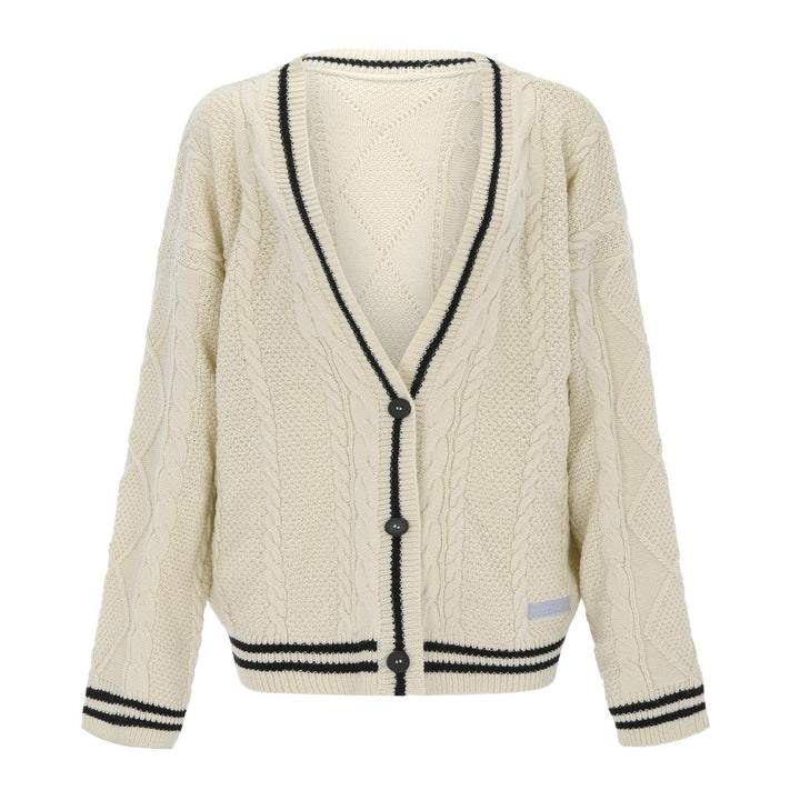 Ladies Chunky Knit Cardigan with Star Pattern Fashion Lune London