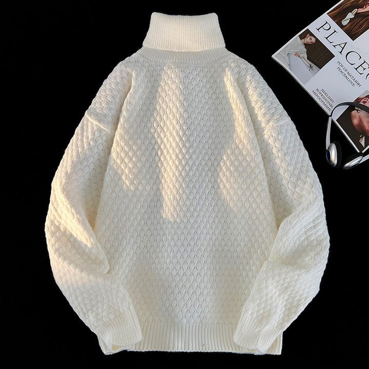 Pull femme en grosse maille avec col montant Lune London