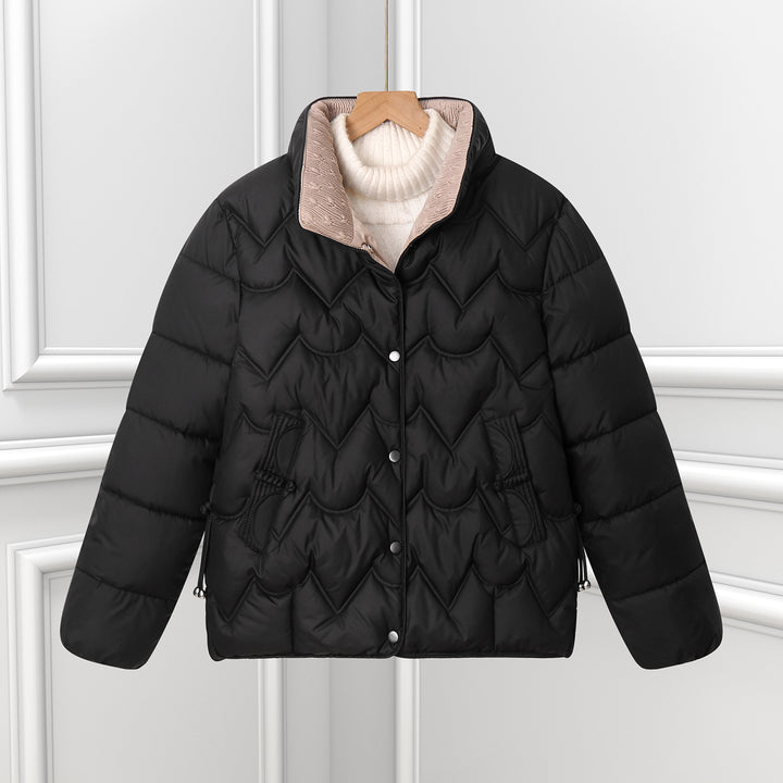 Ladies Comfortable Quilted Jacket with High Collar and Zipped Pockets Lune London