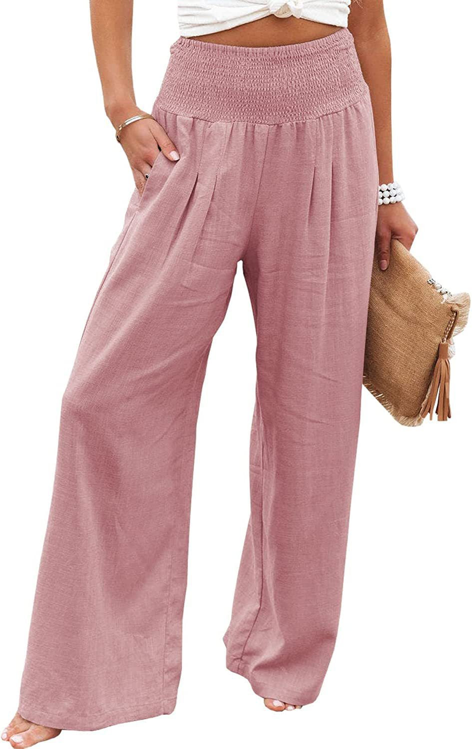 Pantalon Palazzo décontracté pour femmes avec taille élastique et poches latérales Chic & Stil