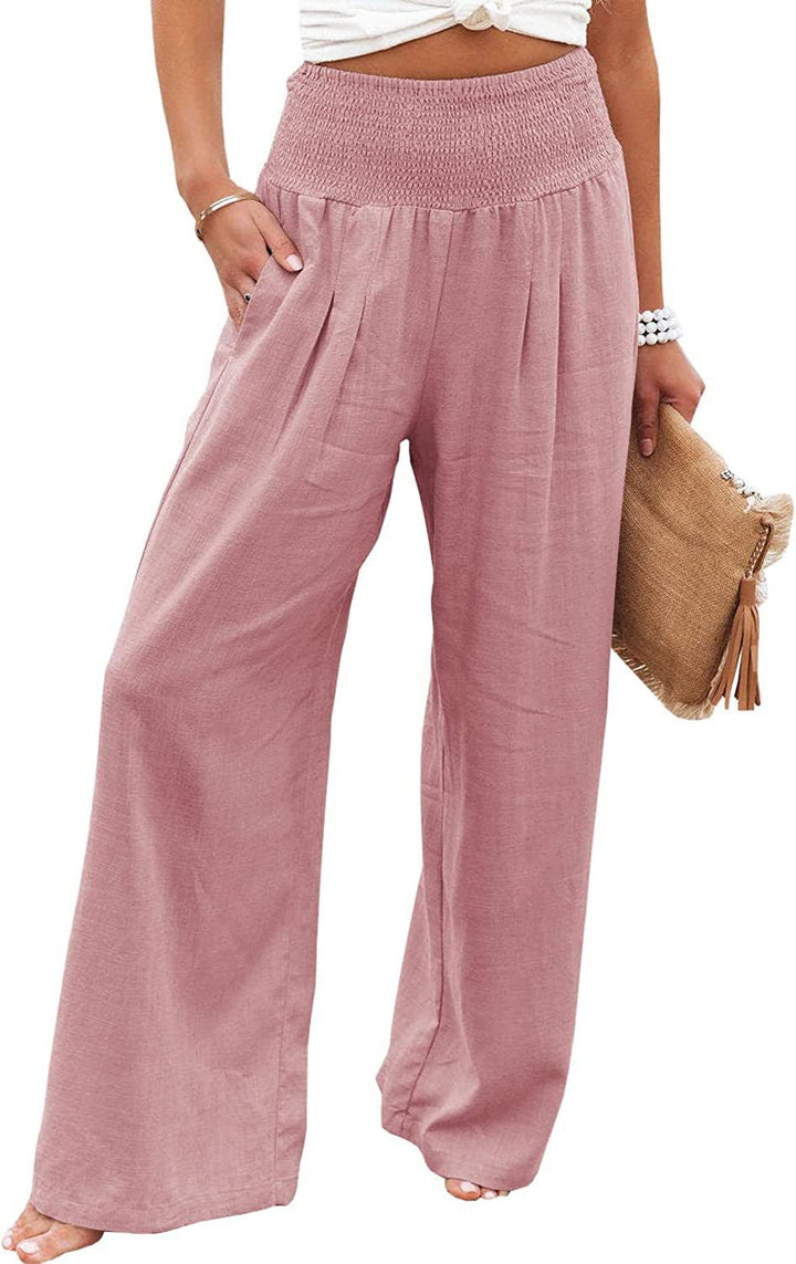 Pantalon Palazzo décontracté pour femmes avec taille élastique et poches latérales Chic & Stil