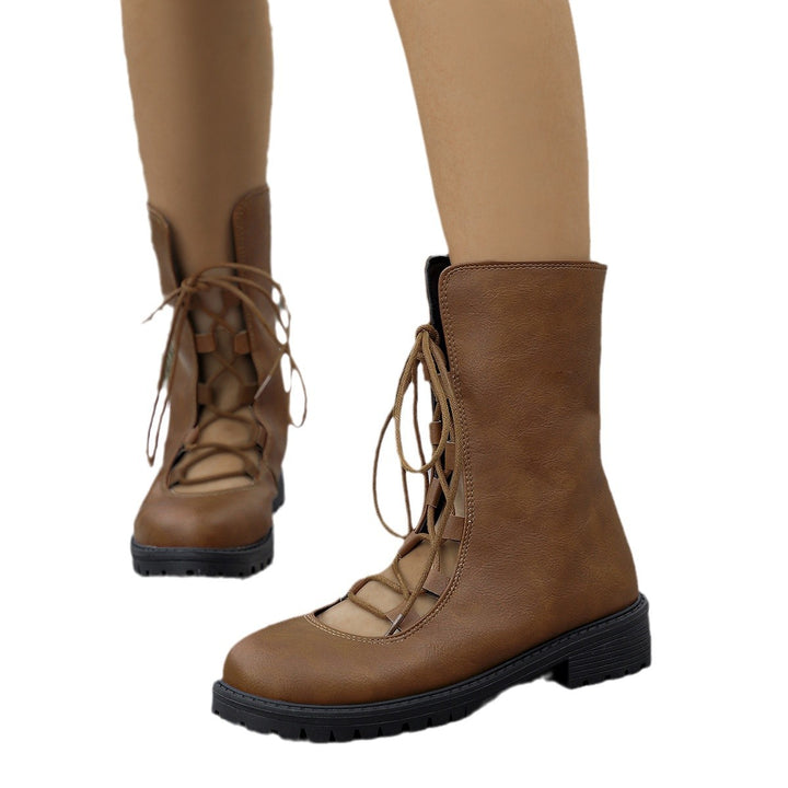 Lace-up boots for women with open design Lune London