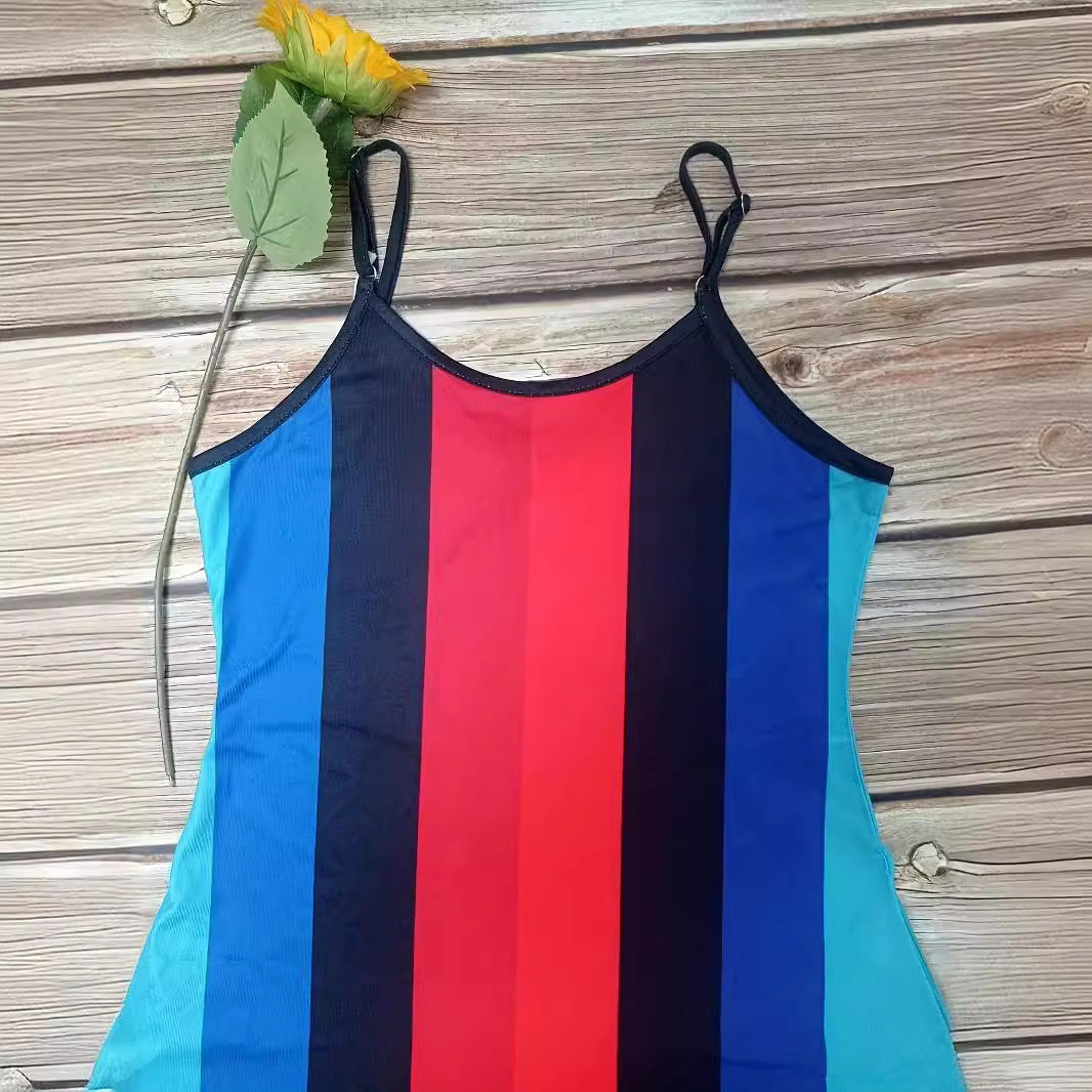 Maxi dress for women with plunging V-neck and elegant striped pattern Lune London