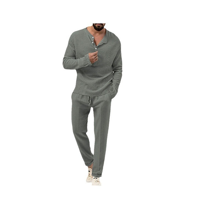 Casual men's outfit with button placket and elastic waistband Lune London