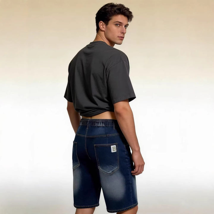 Men's comfortable denim shorts with elastic waistband and casual design Lune London