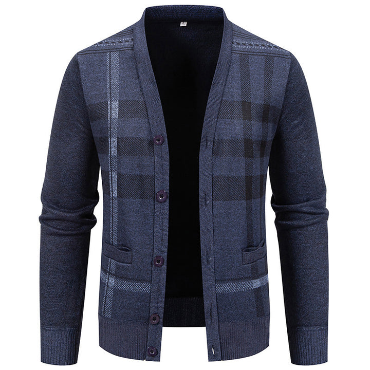 Men's knit jacket with an elegant checkered pattern from Lune London