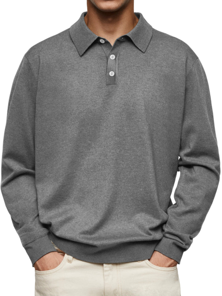 Men's long sleeve polo in soft cotton blend Lune London