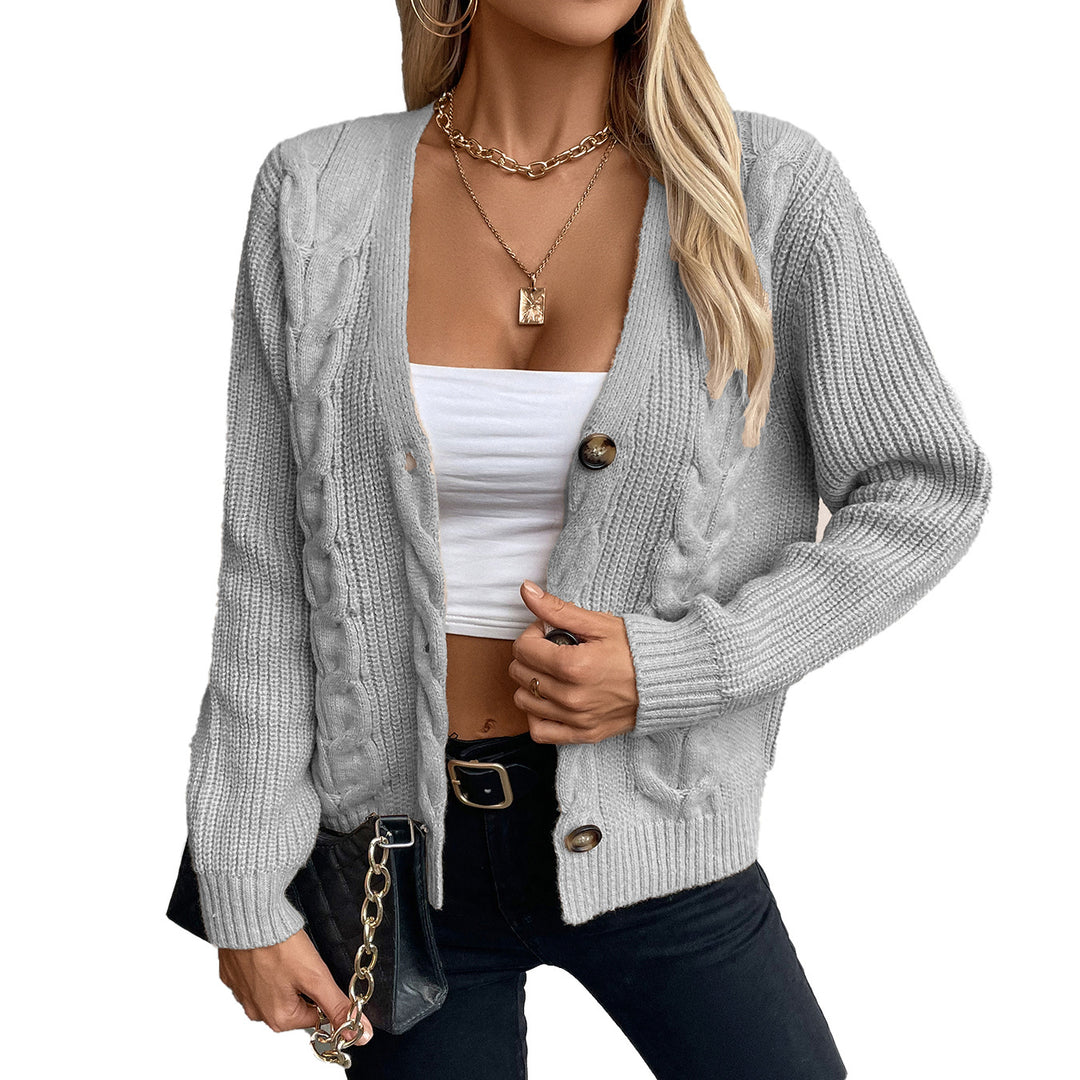 Cardigan for women with cable pattern and button details Lune London