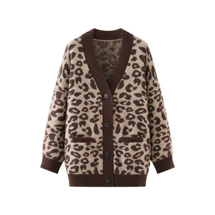Ladies lightweight knit cardigan with textured leopard pattern Lune London