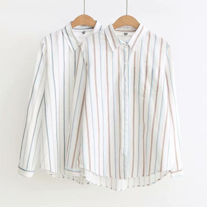 Blouse décontractée pour femmes à manches longues avec motif fin à rayures Chic & Stil