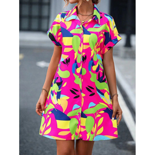 Shirt dress with front buttons and short sleeves for women Lune London