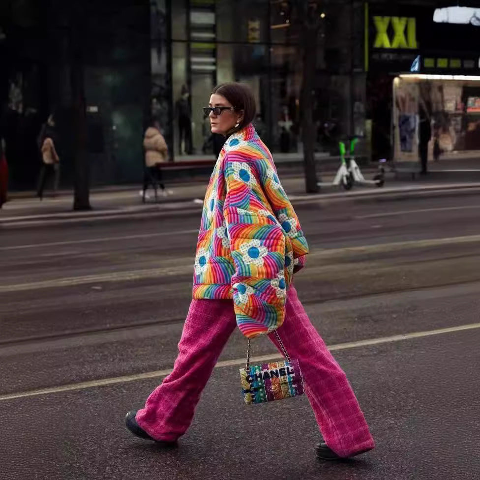 Veste matelassée confortable pour femmes avec design coloré et manches volumineuses Chic & Stil