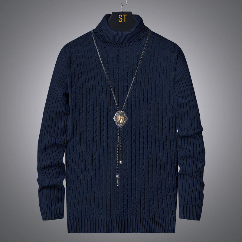 Men's turtleneck sweater with textured braid pattern Lune London