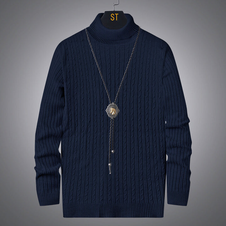 Men's turtleneck sweater with textured braid pattern Lune London