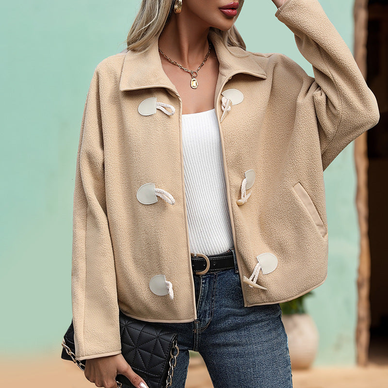 Women's fleece jacket with decorative buttons and side pockets Lune London