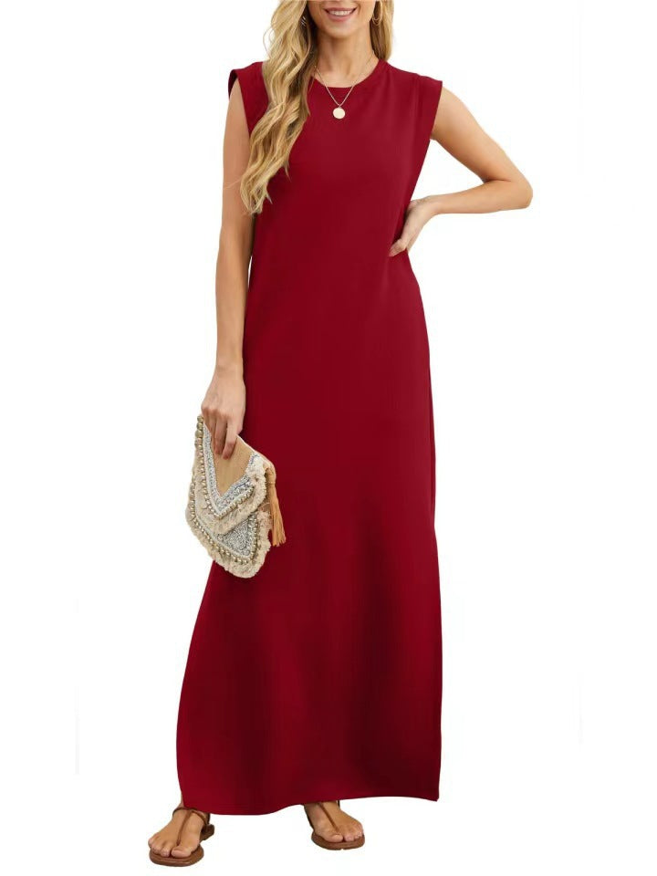Maxi dress for women with modern shoulder details and a fluid cut Lune London