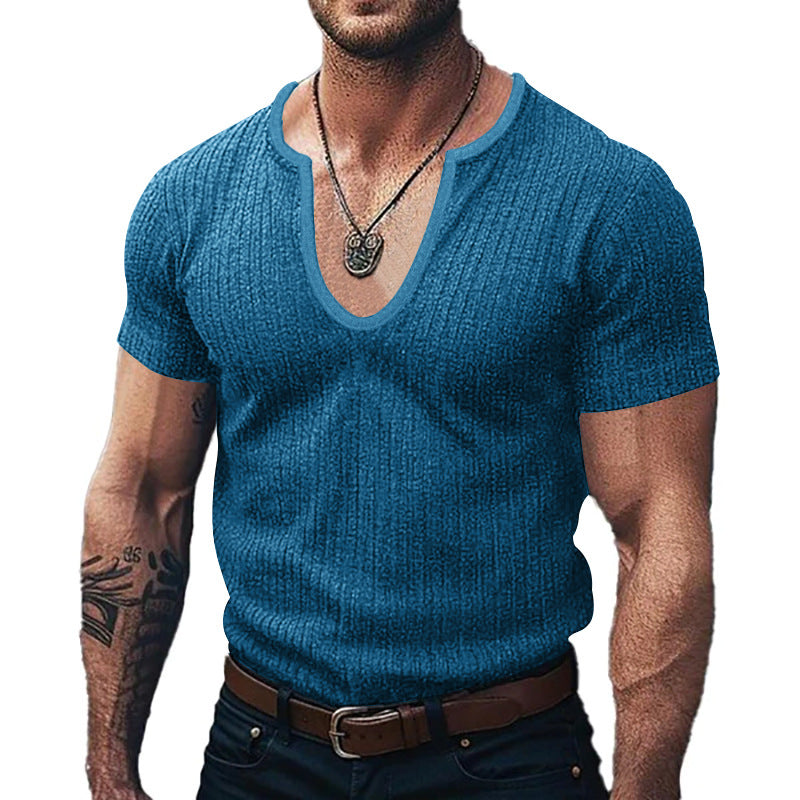 Men's V-neck ribbed T-shirt Lune London